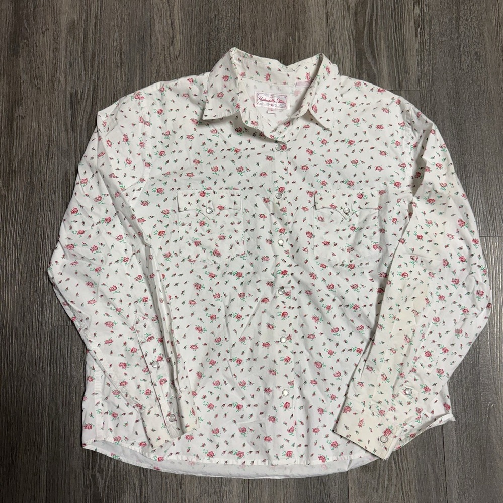 Panhandle Slim Western Pearl Snap Top Womens Large Prairie Floral